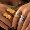 Jewelry Sweet Pastoral Artistic Leaves Titanium Steel 18K Gold Plated Rings