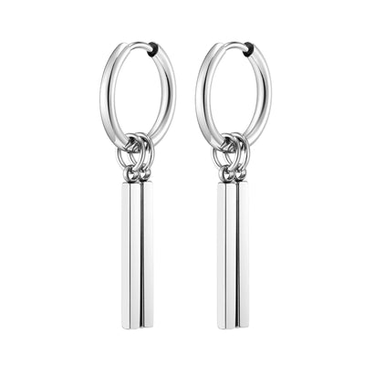 1 Pair Simple Style Rectangle Polishing 201 Stainless Steel Drop Earrings