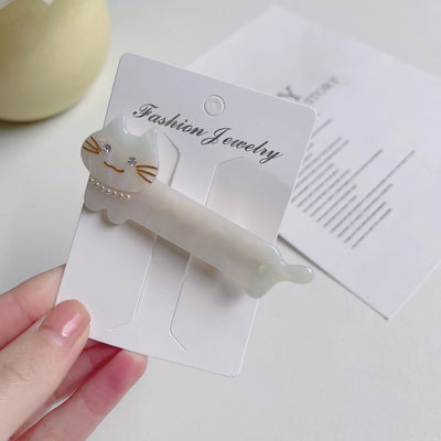 cute kitten pearl rhinestone stitching children's hair clip hairpin