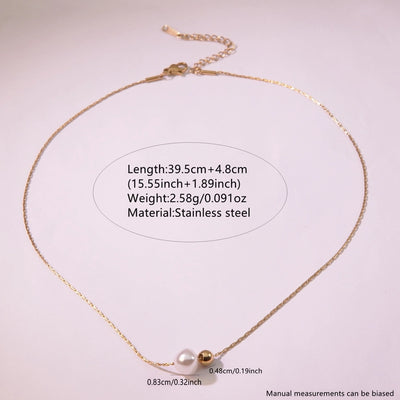 Jewelry Sweet Simple Style Solid Color 304 Stainless Steel 18K Gold Plated Plating Pendant Necklace