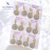 6 Pairs XUPING Simple Style Flower Plating Inlay Copper Artificial Gemstones 18K Gold Plated Earrings