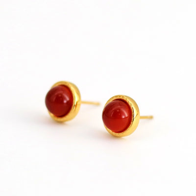 1 Pair Simple Style Geometric Inlay 304 Stainless Steel Agate 18K Gold Plated Ear Studs