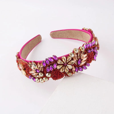 baroque style flower rhinestone inlay hair band