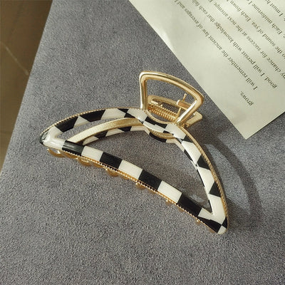 fashion geometric barrettes cellulose acetate metal cross plaid hair claw headdress