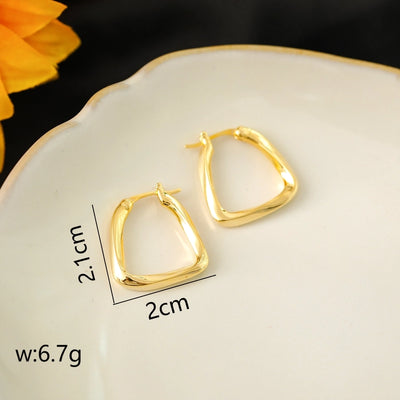 1 Pair Elegant Vacation Commute Solid Color Copper 14K Gold Plated White Gold Plated Earrings