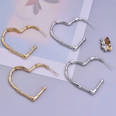 1 Pair Simple Style Classic Style Heart Shape Plating 304 Stainless Steel Ear Studs