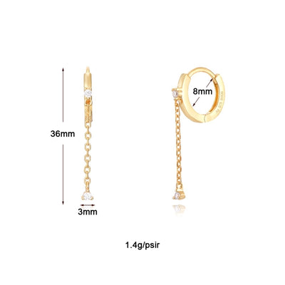 1 Pair Exaggerated Luxurious French Style Star Copper Zircon 24K Gold Plated Drop Earrings Ear Cuffs