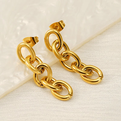 1 Pair Simple Style Classic Style Geometric 304 Stainless Steel 18K Gold Plated Drop Earrings