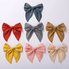 children's headdress solid color cotton linen bow girl hairpin