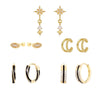 1 Pair Hip-Hop French Style Cool Style Devil's Eye Star Irregular Copper Zircon 24K Gold Plated Hoop Earrings Drop Earrings Ear Cuffs