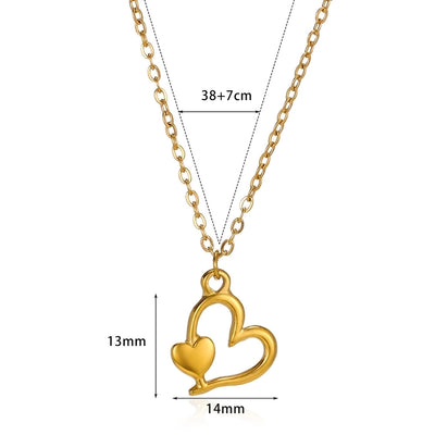 Jewelry Simple Style Geometric Heart Shape Rose 304 Stainless Steel Plating Pendant Necklace