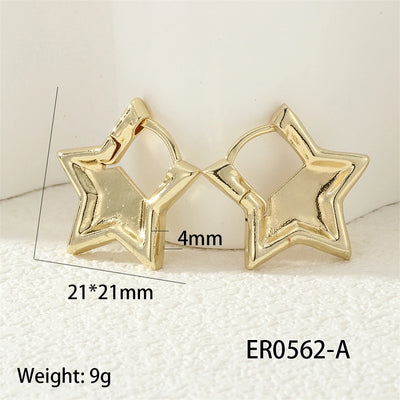 1 Pair Streetwear Commute Pentagram Square Oval Copper 18K Gold Plated Earrings