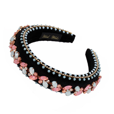 baroque style u shape sponge inlay rhinestones pearl hair band 1 piece