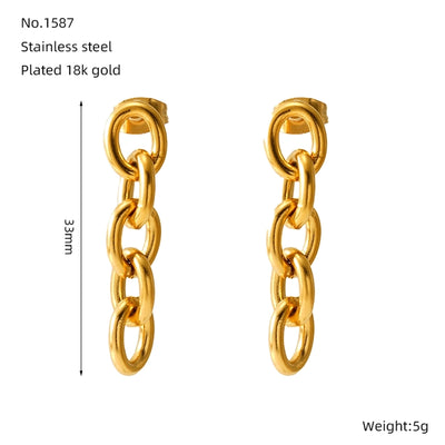 1 Pair Simple Style Classic Style Geometric 304 Stainless Steel 18K Gold Plated Drop Earrings