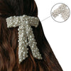 women's lady bow knot alloy cloth pearl braid inlay artificial pearls hair clip