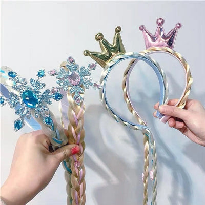 New children's accessories ice and snow Aisha wig Princess snowflake long hair braid strange fate toy COS props accessories