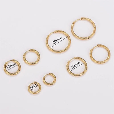 1 Pack of 12 Pairs Casual Simple Style Classic Style Stripe Spiral Stripe 304 Stainless Steel Hoop Earrings Earrings