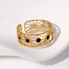 Jewelry Glam Retro French Style Geometric 304 Stainless Steel 18K Gold Plated Enamel Stainless Steel Rings