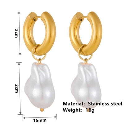 1 Pair Vintage Style Simple Style Geometric Plating Inlay Titanium Steel Artificial Pearls 18K Gold Plated Drop Earrings