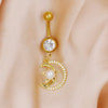 1 Piece Belly Rings Cute Sweet Star Moon Flower 316 Stainless Steel  Alloy Copper Inlay Rhinestones Pearl Gold Plated