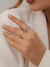 Jewelry Elegant Waves Solid Color 304 Stainless Steel Rhinestones 14K Gold Plated Polishing Inlay Rings