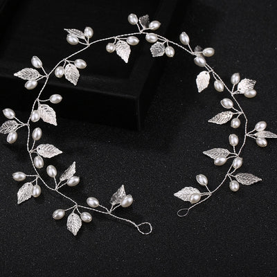 sweet bride golden headdress leaves pearl hairband hair accessories