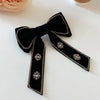 Black Diamond Pearl bow hairpin trendy houndstooth spring clip back head headwear fashionable temperament hair accessories