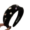 fashion solid color plush inlay artificial gemstones hair band 1 piece