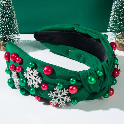 Christmas Elegant Women's Snowflake Alloy Pearl Inlay Rhinestones Hair Band