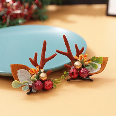 Christmas Cute IG Style Women's Antlers Plush Handmade Hair Clip