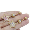 1 Piece Belly Rings Cute Sweet Star Heart Shape 316 Stainless Steel  Alloy Copper Inlay Rhinestones Zircon Gold Plated