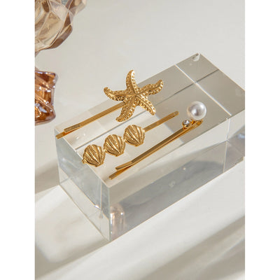 Women's Simple Style Classic Style Starfish Shell 304 Stainless Steel Inlay Rhinestones Pearl Hair Clip