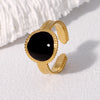 Jewelry Retro French Style Simple Style Geometric 304 Stainless Steel 18K Gold Plated Enamel Stainless Steel Rings