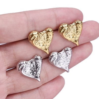 1 Pair Simple Style Classic Style Heart Shape Plating 304 Stainless Steel Ear Studs