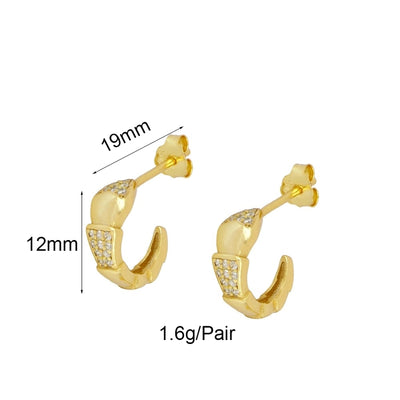 1 Pair Exaggerated Luxurious French Style Star Copper Zircon 24K Gold Plated Drop Earrings Ear Cuffs