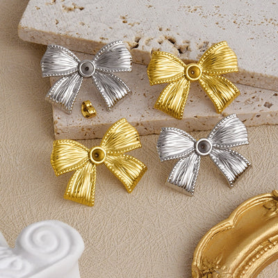 1 Pair Sweet Simple Style Bow Knot 304 Stainless Steel 18K Gold Plated Ear Studs