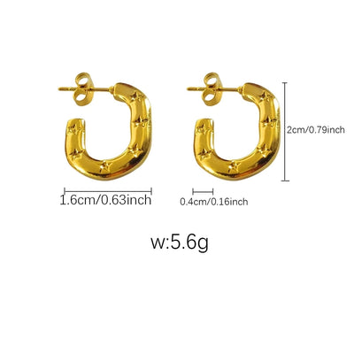 [Whole Titanium Steel] European and American Fashion Minimalist Earrings All-Matching Graceful Titanium Steel Earrings