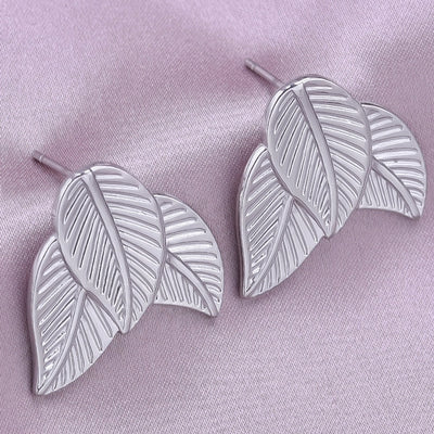 1 Pair Simple Style Commute Leaves Plating 304 Stainless Steel Ear Studs