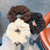 cute large hair scrunchies hair accessories coffee color milky white headdress