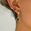 1 Set Simple Style Classic Style Water Droplets Inlay 201 Stainless Steel Shell Drop Earrings Earrings