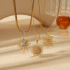 Jewelry Simple Style Classic Style Commute Star Snowflake 304 Stainless Steel Copper Zircon 18K Gold Plated Inlay Pendant Necklace