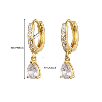 1 Pair Elegant Simple Style Geometric Copper Zircon 24K Gold Plated Drop Earrings Ear Cuffs