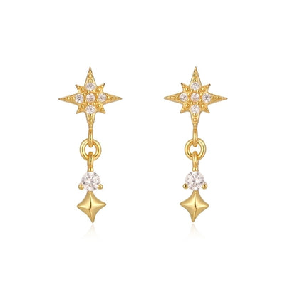 1 Pair Hip-Hop French Style Cool Style Devil's Eye Star Irregular Copper Zircon 24K Gold Plated Hoop Earrings Drop Earrings Ear Cuffs