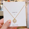 304 Stainless Steel Copper 18K Gold Plated Inlay Heart Shape Zircon Pendant Necklace