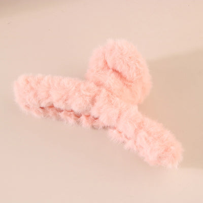 Women's Simple Style Solid Color Plush Handmade Hair Claws