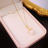 304 Stainless Steel Copper 18K Gold Plated Plating Inlay Round Artificial Pearls Pendant Necklace