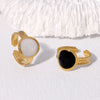 Jewelry Retro French Style Simple Style Geometric 304 Stainless Steel 18K Gold Plated Enamel Stainless Steel Rings