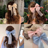 Cream sweet gauze bow hairpin super fairy top clip back head hairpin hair accessories spring clip yiwu