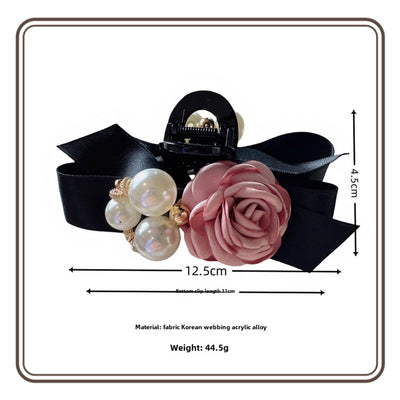 South Korea Dongdaemun elegant Chanel style flower clip female hairpin high-end headdress back head updo large hair grip