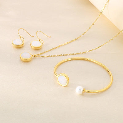 Jewelry Simple Style Commute Round 304 Stainless Steel 18K Gold Plated Jewelry Set